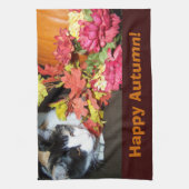Calico Cat Autumn Fall Leaves Towel Theedoek (Verticaal)
