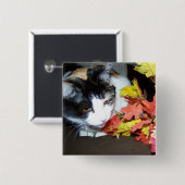 Calico Cat Autumn Fall verlaat Button (Voorkant /achterkant)