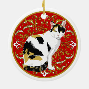 Calico Cat Baroque Keramisch Ornament