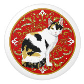 Calico Cat Baroque Keramische Knop (Voorkant)