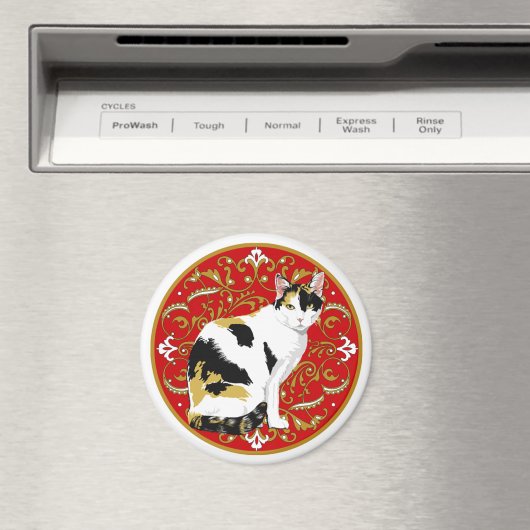 Calico Cat Baroque Magneet (Insitu (Vaatwasser))