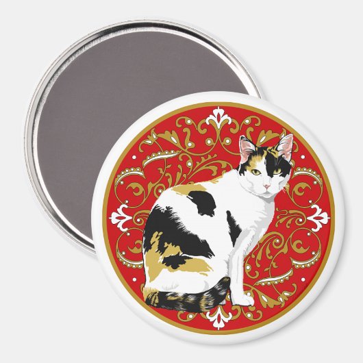 Calico Cat Baroque Magneet (Voorkant / Achterkant)