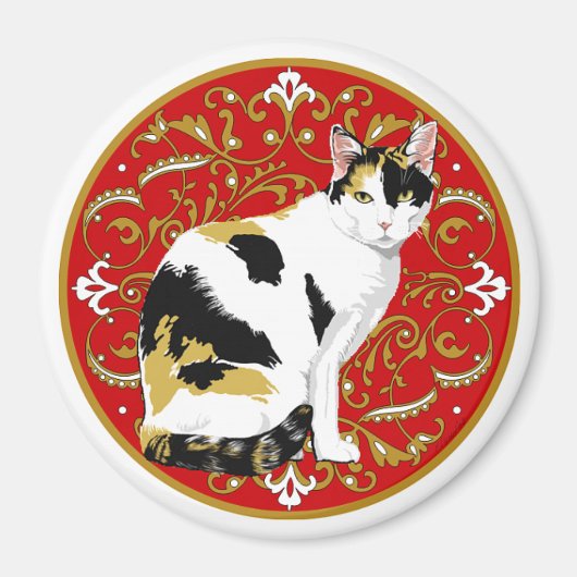 Calico Cat Baroque Magneet (Voorkant)