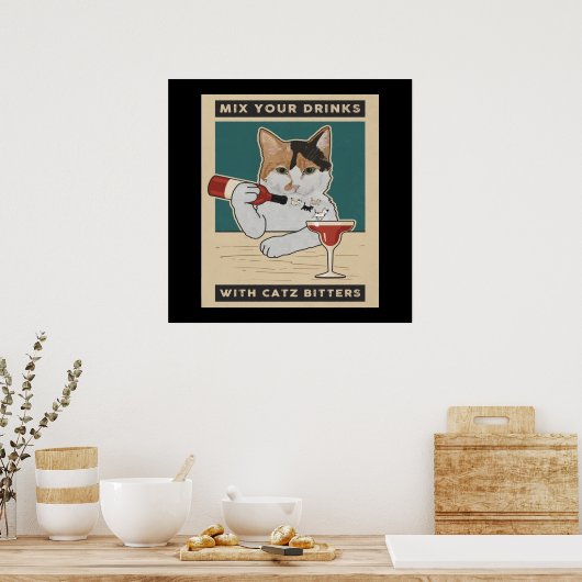 Calico Cat Bartender Poster (Keuken)