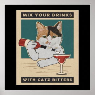 Calico Cat Bartender Poster
