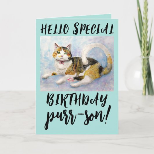 CALICO CAT BIRTHDAY-WENSKAARTEN KAART (Voorkant)