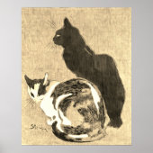  Calico Cat & Black Cat Art Nouveau Poster (Voorkant)