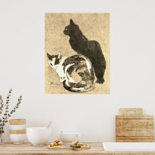  Calico Cat & Black Cat Art Nouveau Poster