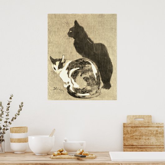  Calico Cat & Black Cat Art Nouveau Poster (Keuken)