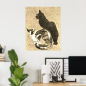  Calico Cat & Black Cat Art Nouveau Poster (Thuiskantoor)