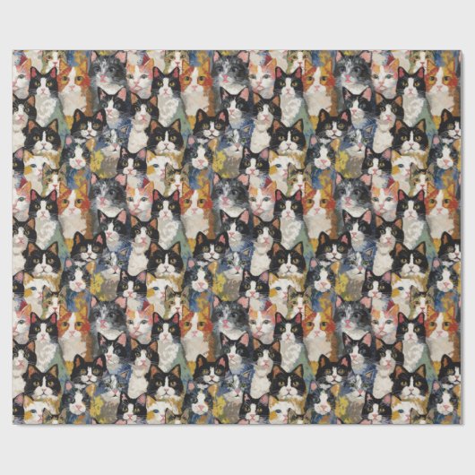 Calico Cat Canvas Collage Cadeaupapier (Vlak)