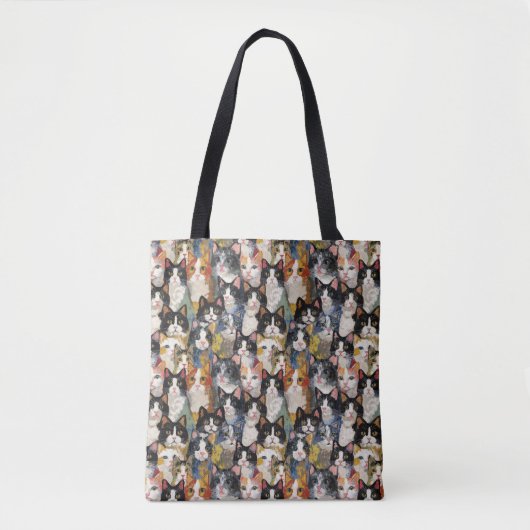 Calico Cat Canvas Collage Tote Bag (Voorkant)