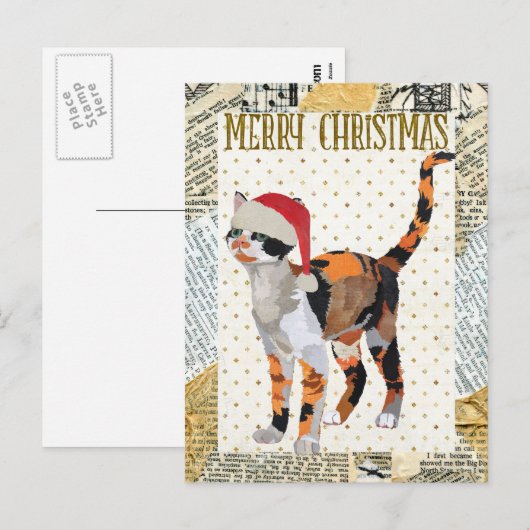 CALICO CAT CHRISTMAS BRIEFKAART (Voorkant / Achterkant)