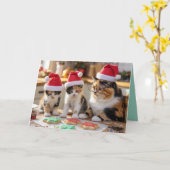 Calico Cat Christmas Cookie Card Kaart (Gele Bloem)