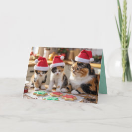 Calico Cat Christmas Cookie Card Kaart