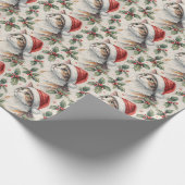Calico Cat Christmas Holly Watercolor Cadeaupapier (Hoek)