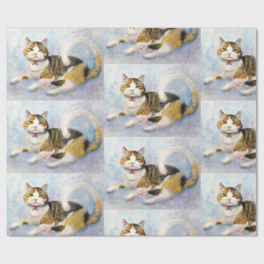 CALICO CAT CHRISTMAS WRAPPINGPAPIER CADEAUPAPIER (Vlak)