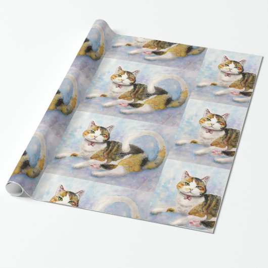 CALICO CAT CHRISTMAS WRAPPINGPAPIER CADEAUPAPIER (Uitgerold)