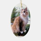 Calico Cat Custom Kerstmis Keramisch Ornament (Rechts)