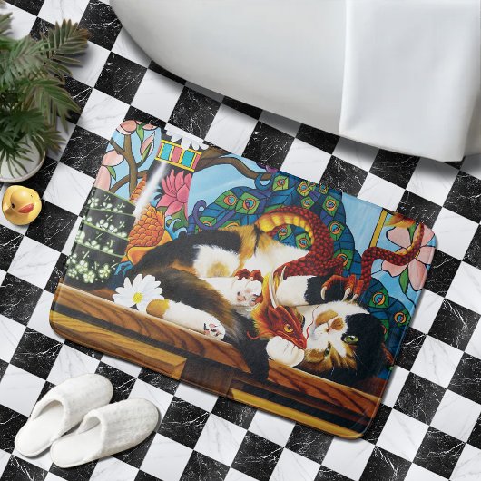 Calico Cat Dragon Red Badmat