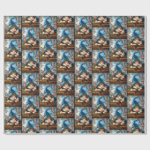 Calico Cat Dragon Red Cadeaupapier (Vlak)