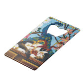 Calico Cat Dragon Red Creditkaart Flessenopener (Voorkant Gekanteld)