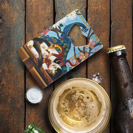 Calico Cat Dragon Red Creditkaart Flessenopener