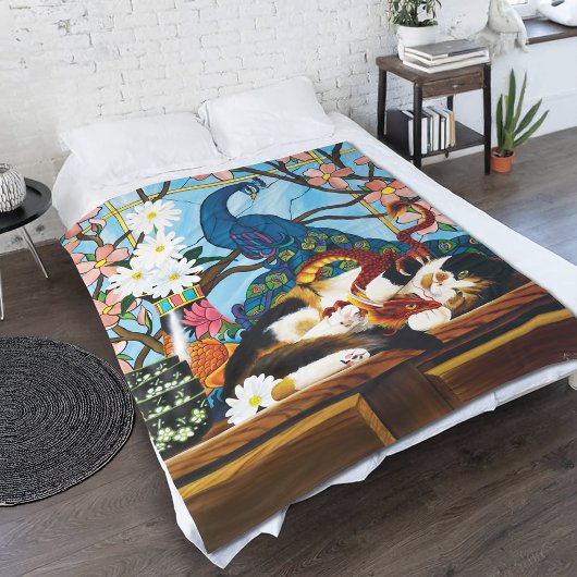 Calico Cat Dragon Red Fleece Deken