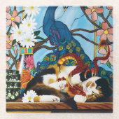 Calico Cat Dragon Red Glazen Onderzetter (Voorkant)