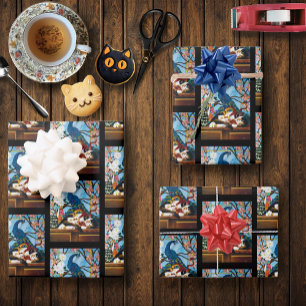 Calico Cat Dragon Red Inpakpapier Vel