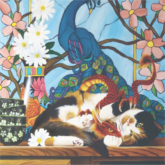 Calico Cat Dragon Red Sticker (Voorkant)