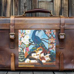 Calico Cat Dragon Red Sticker