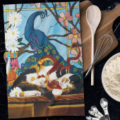 Calico Cat Dragon Red Theedoek