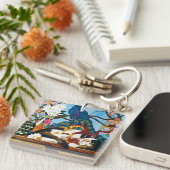 Calico Cat Dragon Rode QR-code Sleutelhanger (Voorkant Rechts)