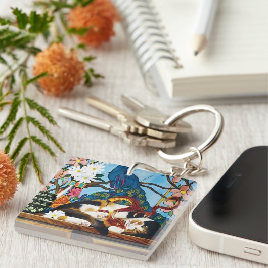 Calico Cat Dragon Rode QR-code Sleutelhanger (Voorkant Rechts)