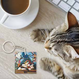 Calico Cat Dragon Rode QR-code Sleutelhanger
