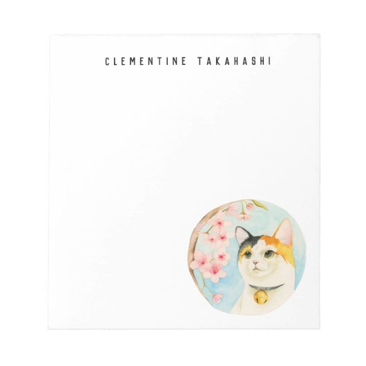 Calico Cat en Cherry Blossom | Jouw namen toevoege Notitieblok (Voorkant)