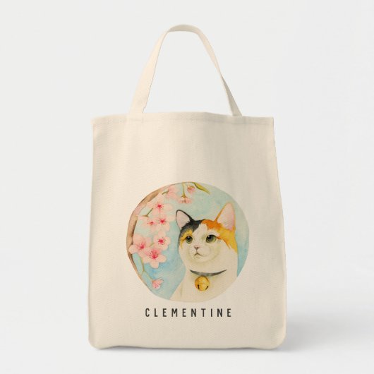 Calico Cat en Cherry Blossom | Jouw namen toevoege Tote Bag (Voorkant)