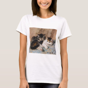 Calico Cat en Gray Kitten Fine Art Painting T-shirt