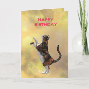 Calico cat en Happy Birthday Kaart