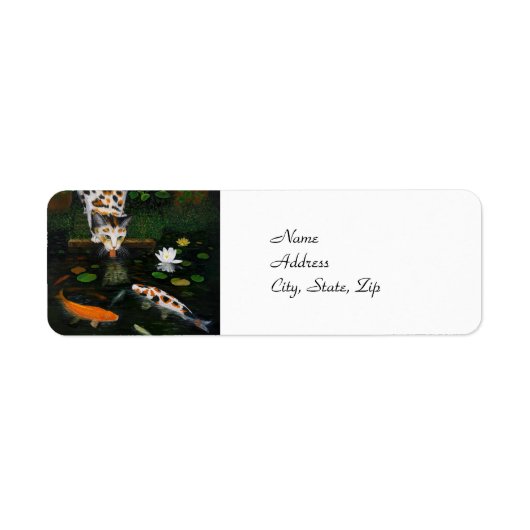 Calico Cat en Koi Fish Etiket (Voorkant)