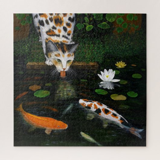 Calico Cat en Koi Fish Legpuzzel (Verticaal)