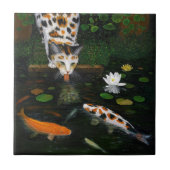 Calico Cat en Koi Fish Tegeltje (Voorkant)