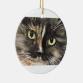 Calico Cat Face kerstversiering Keramisch Ornament (Rechts)