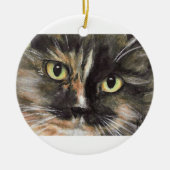 Calico Cat Face kerstversiering Keramisch Ornament (Voorkant)
