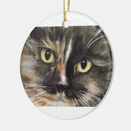 Calico Cat Face kerstversiering Keramisch Ornament (Links)