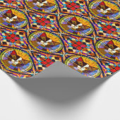 Calico Cat Faces in Fun Mosaic Celebration Cadeaupapier (Hoek)