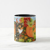 Calico Cat Fairy Cats Leaves Herfst Autumn Art Mok (Midden)