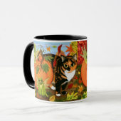 Calico Cat Fairy Cats Leaves Herfst Autumn Art Mok (Voorkant links)