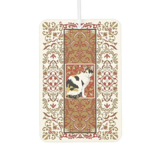 Calico Cat Fancy Rood en Goud Design Luchtverfrisser (Voorkant)